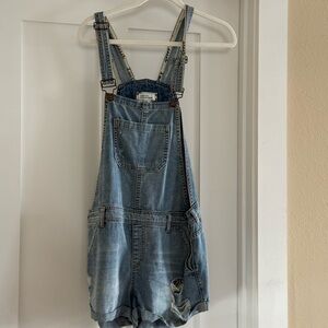 Forever 21 Light Blue Denim Overall Shorts